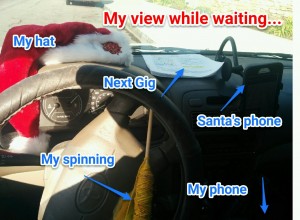 What Mrs. Claus sees from a parked car outside a Santa appointment... #MrsClausTacklesTheDay